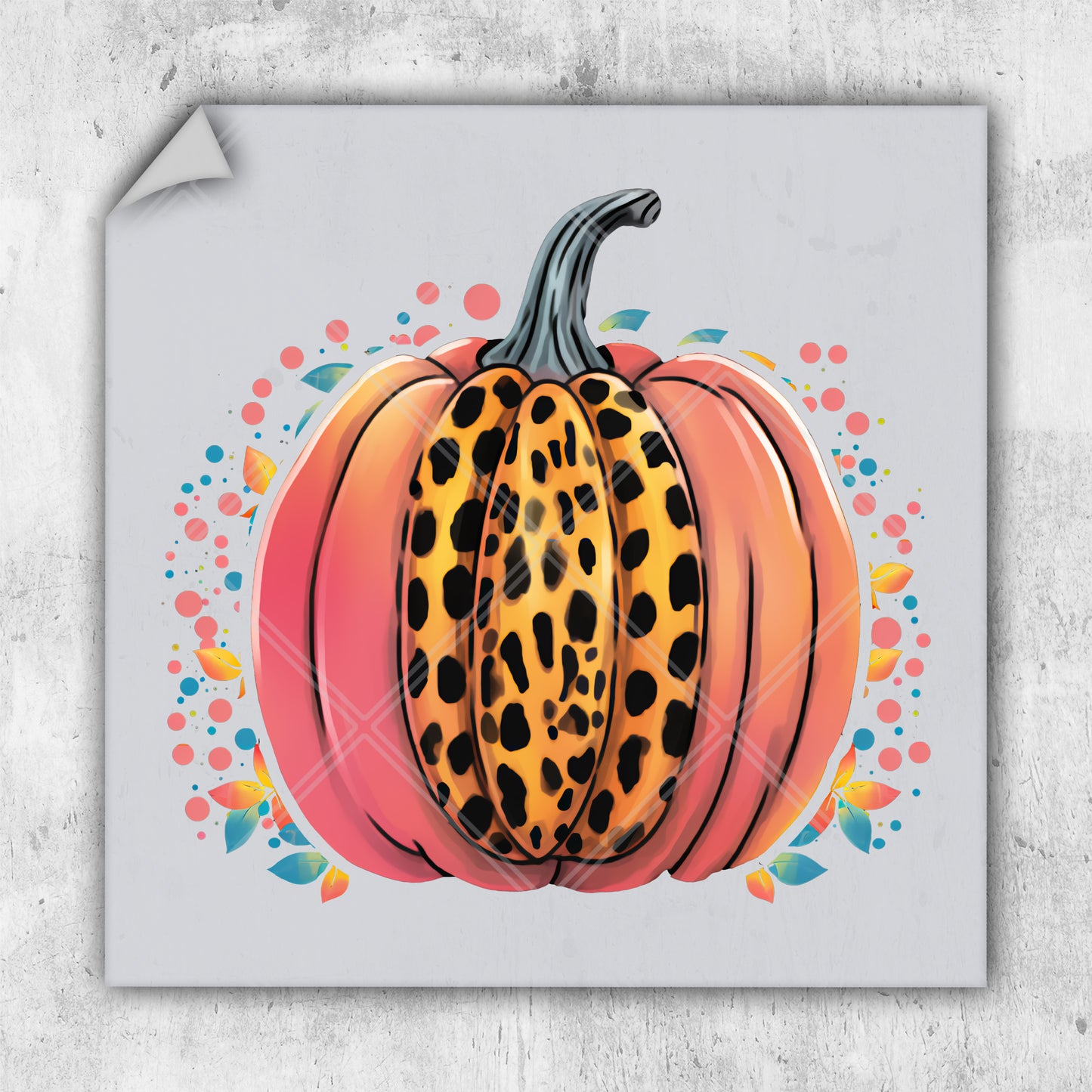 a picture of a pumpkin with a leopard print on it