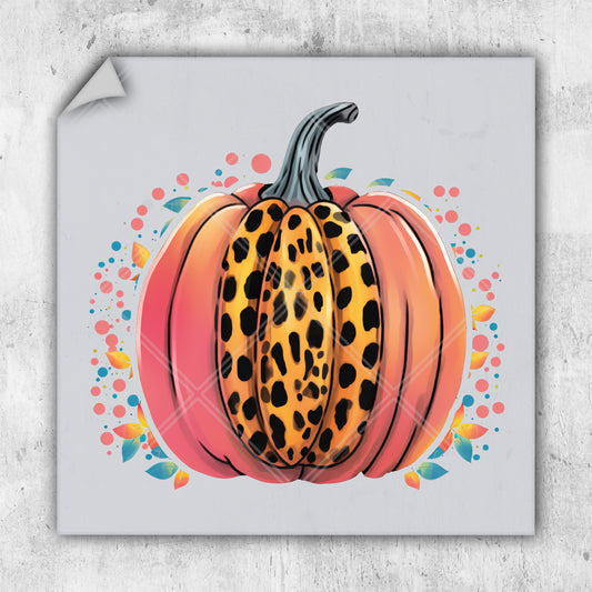 a picture of a pumpkin with a leopard print on it