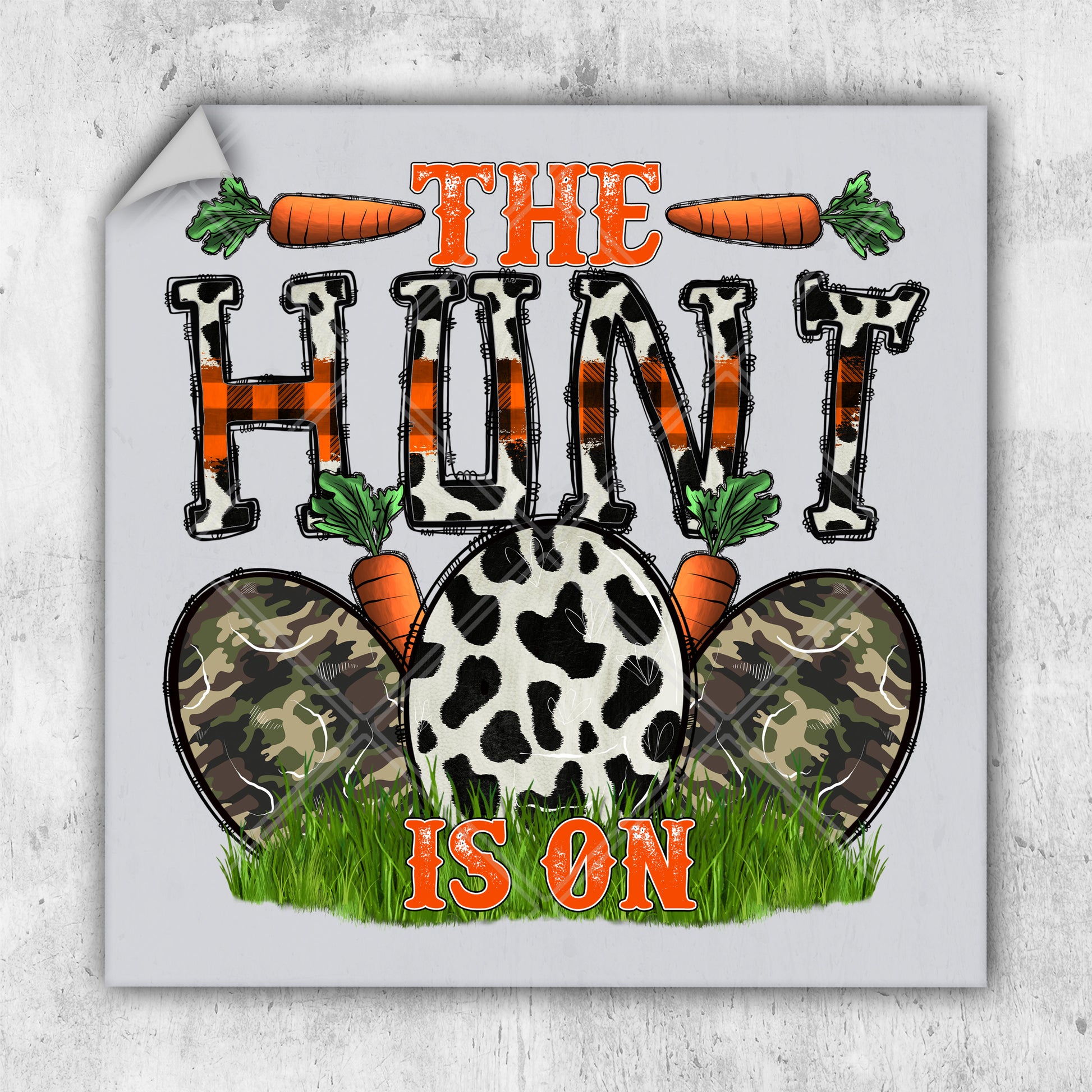 a picture of a cow with carrots and the words the hunt is on