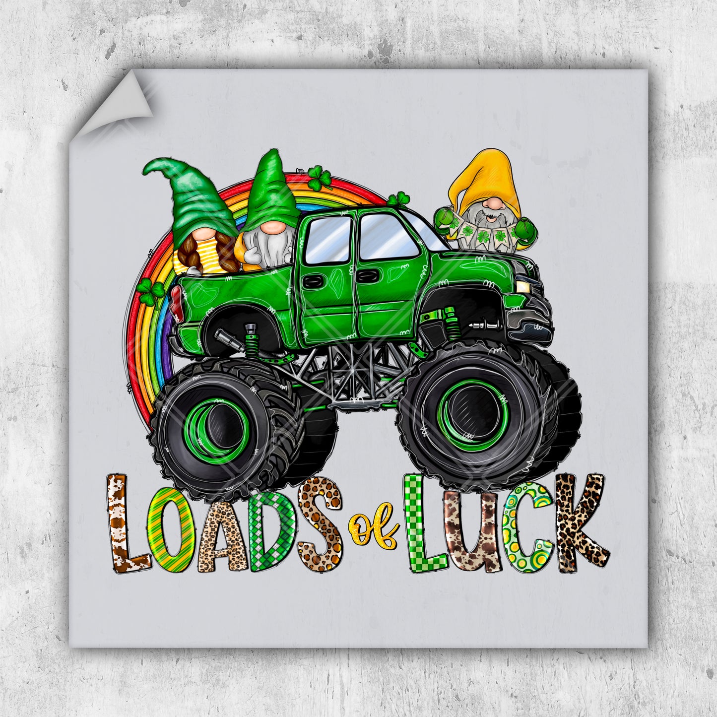 a green monster truck with a lepreite lepreite on it's