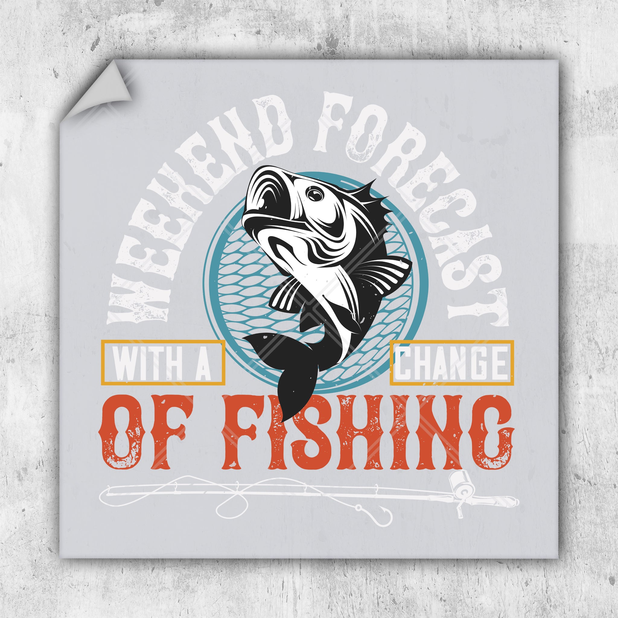 a sign with a fish on it that says weekend for fishing