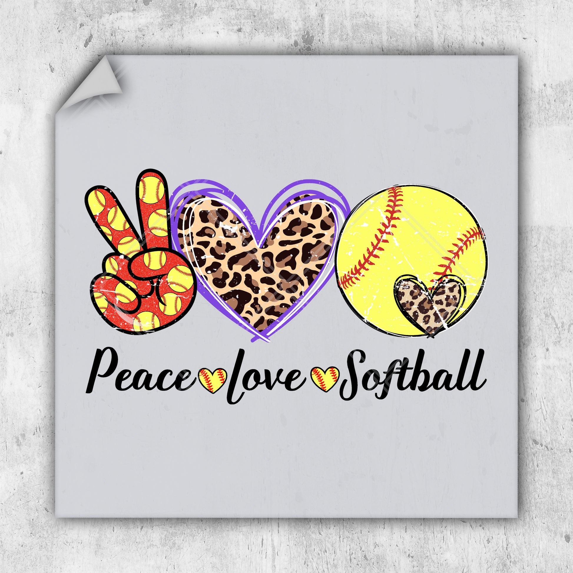 a picture of a peace love softball sign