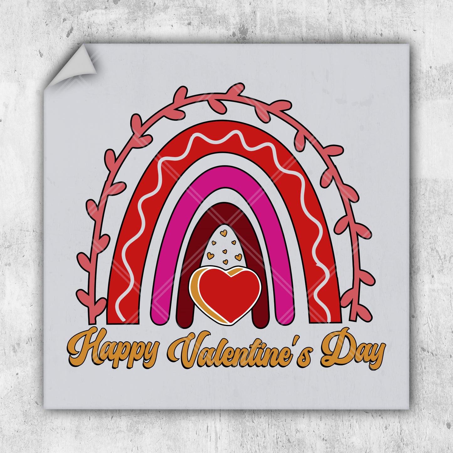 a happy valentine's day card with a heart and a rainbow