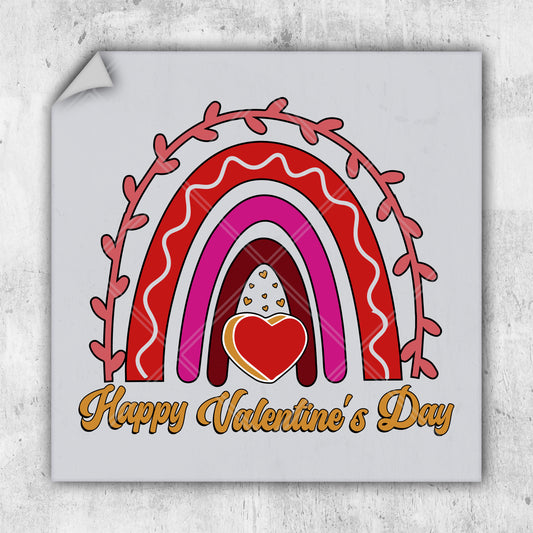 a happy valentine's day card with a heart and a rainbow