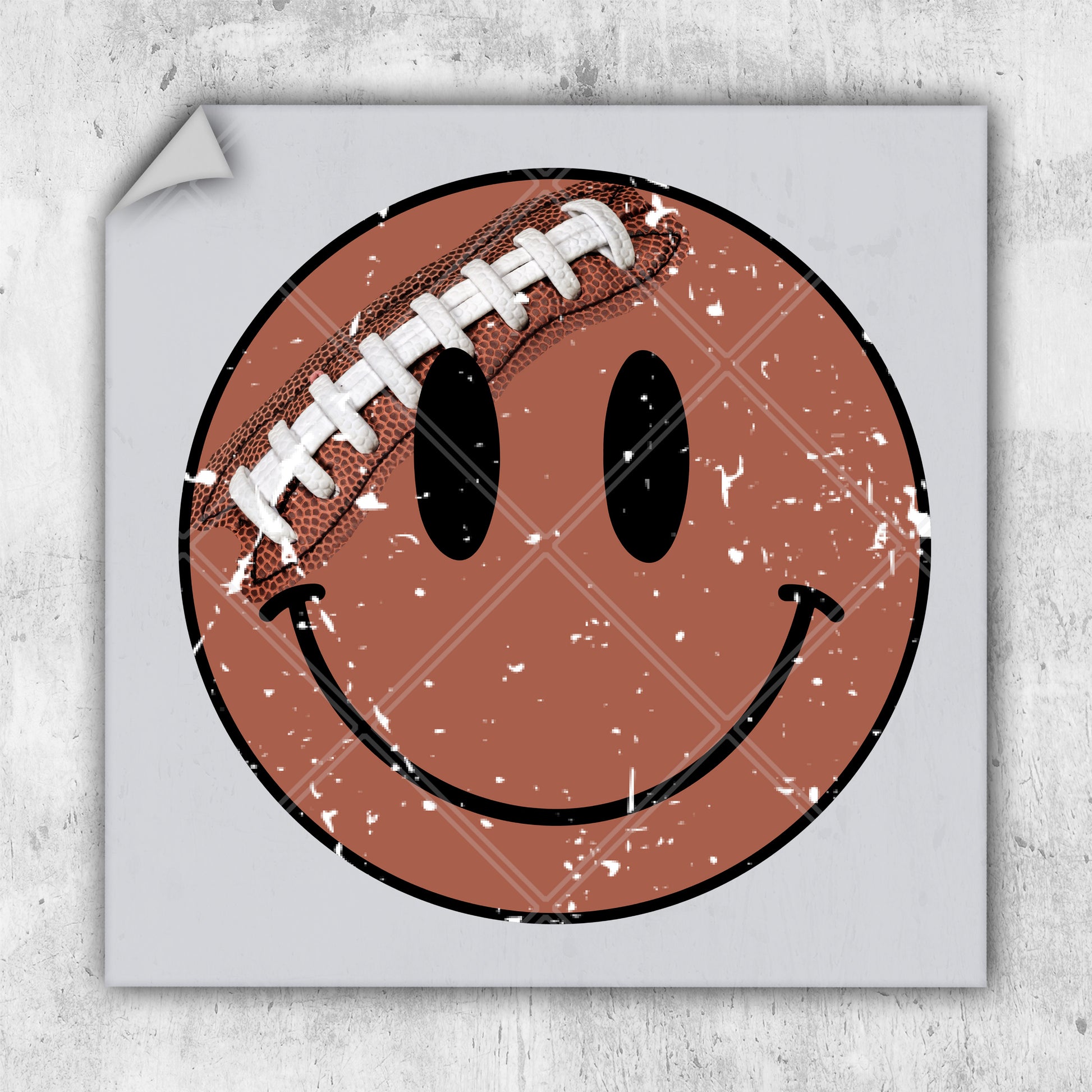 a picture of a football with a smiley face