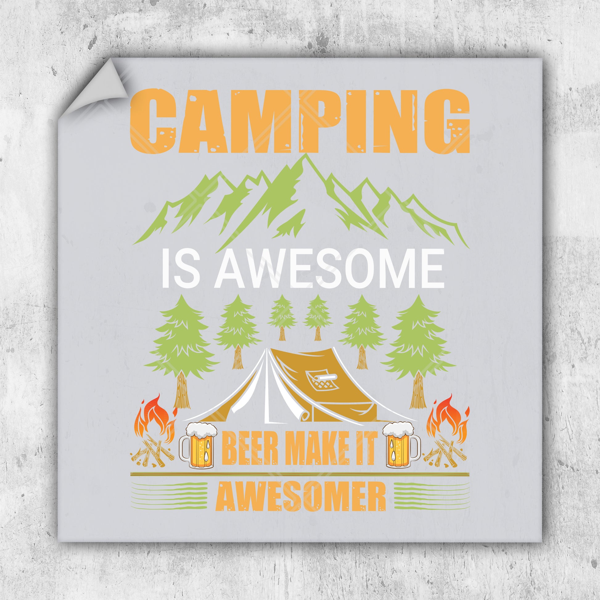 a sign that says camping is awesome