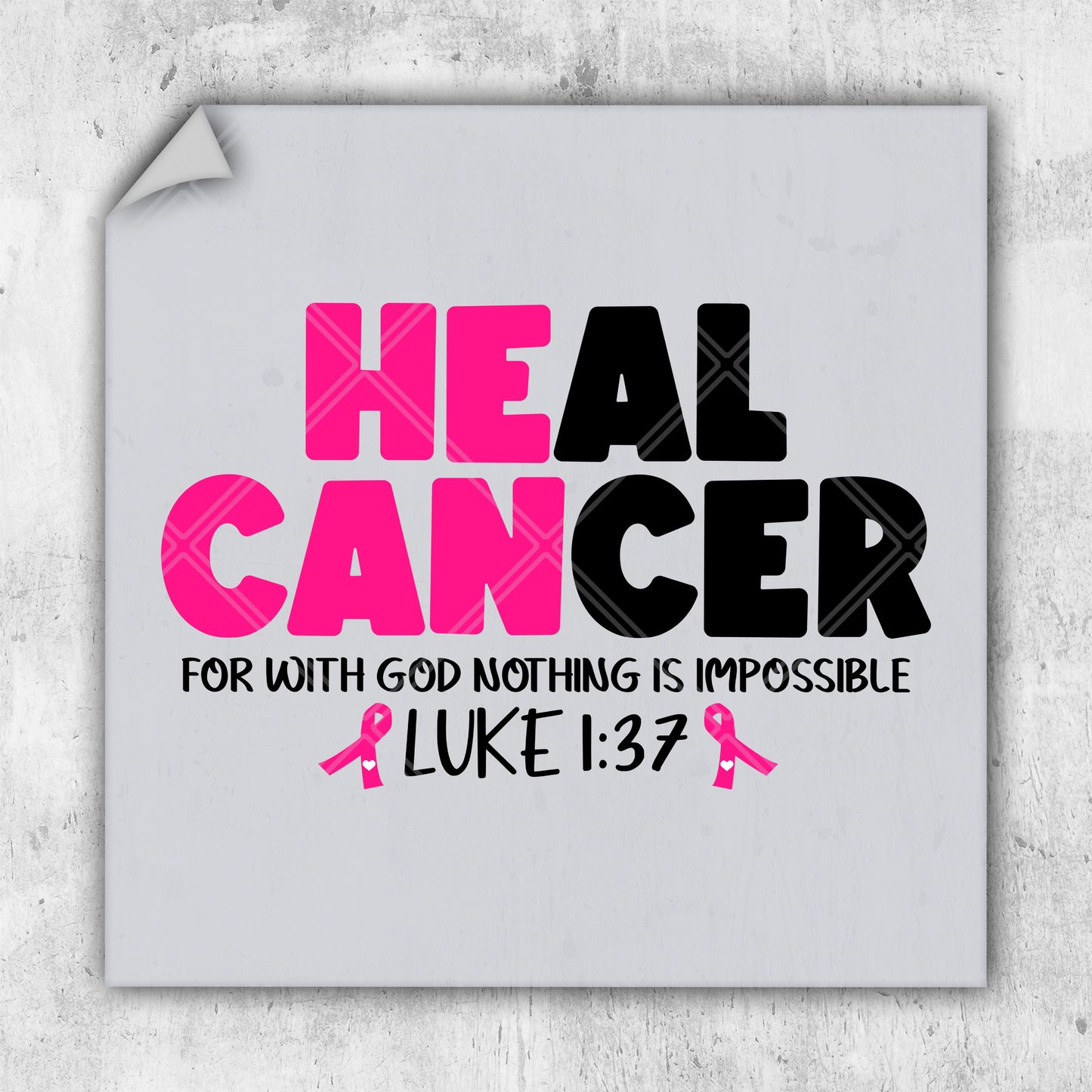 a pink and black poster with the words heal cancer