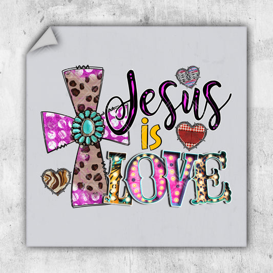 a picture of a cross with the words jesus is love