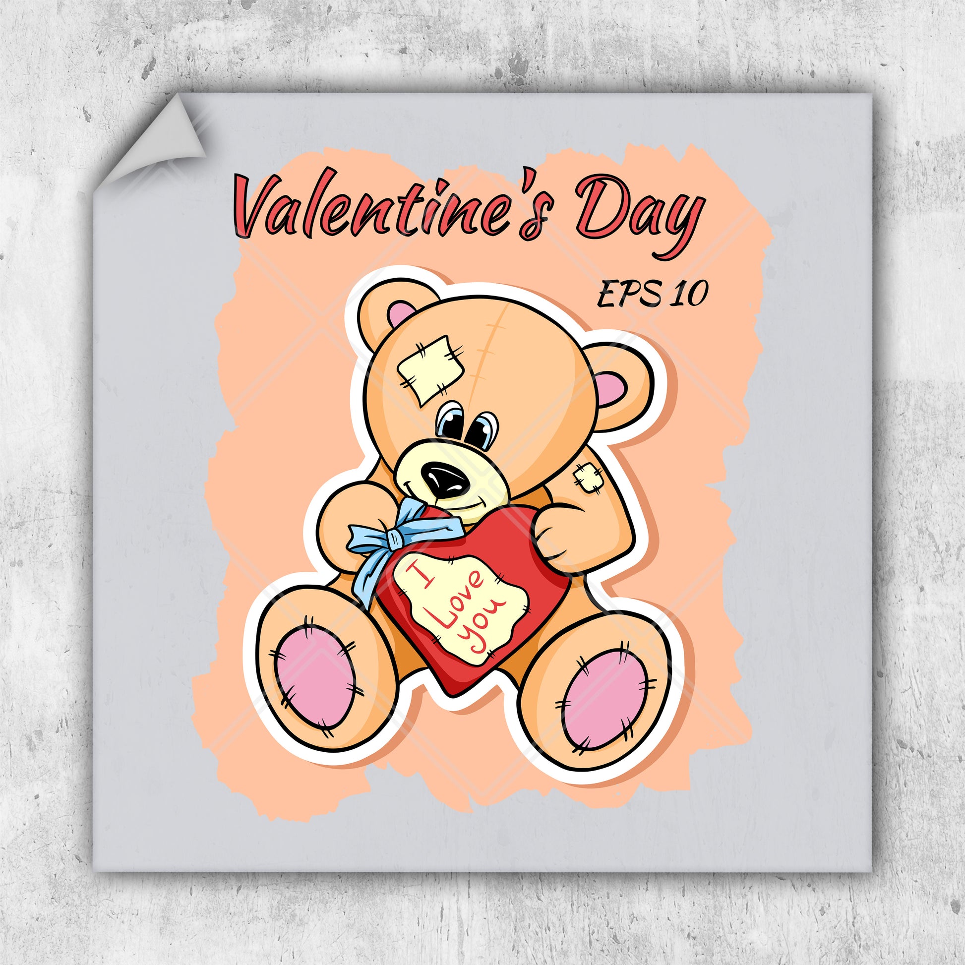 a sticker of a teddy bear holding a heart