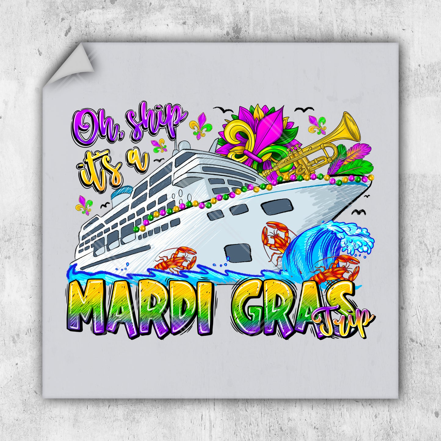 a picture of a cruise ship with mardi gras on it