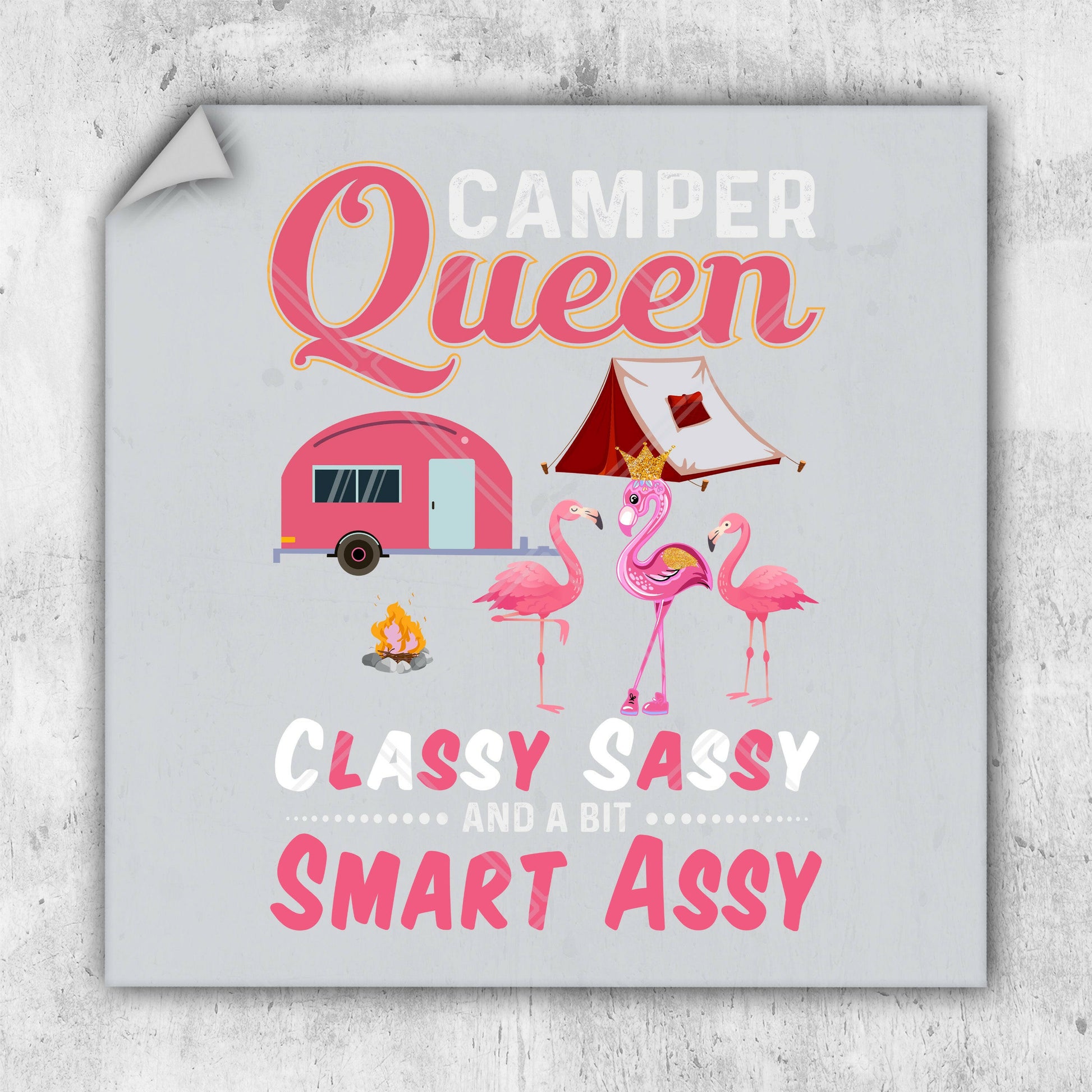 a sign that says camper queen classy sassy and a little smart ass