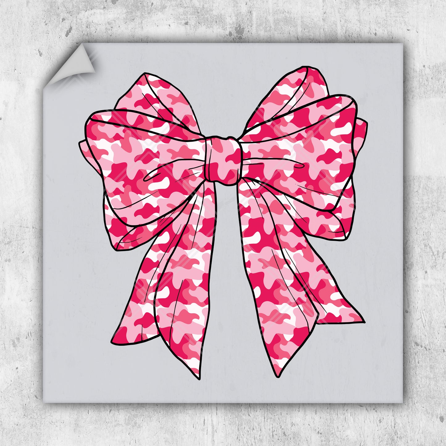 a pink bow on a gray background