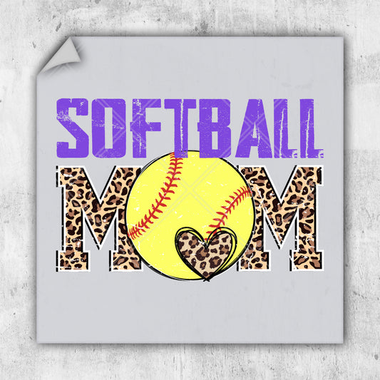 a softball mom with a heart on it