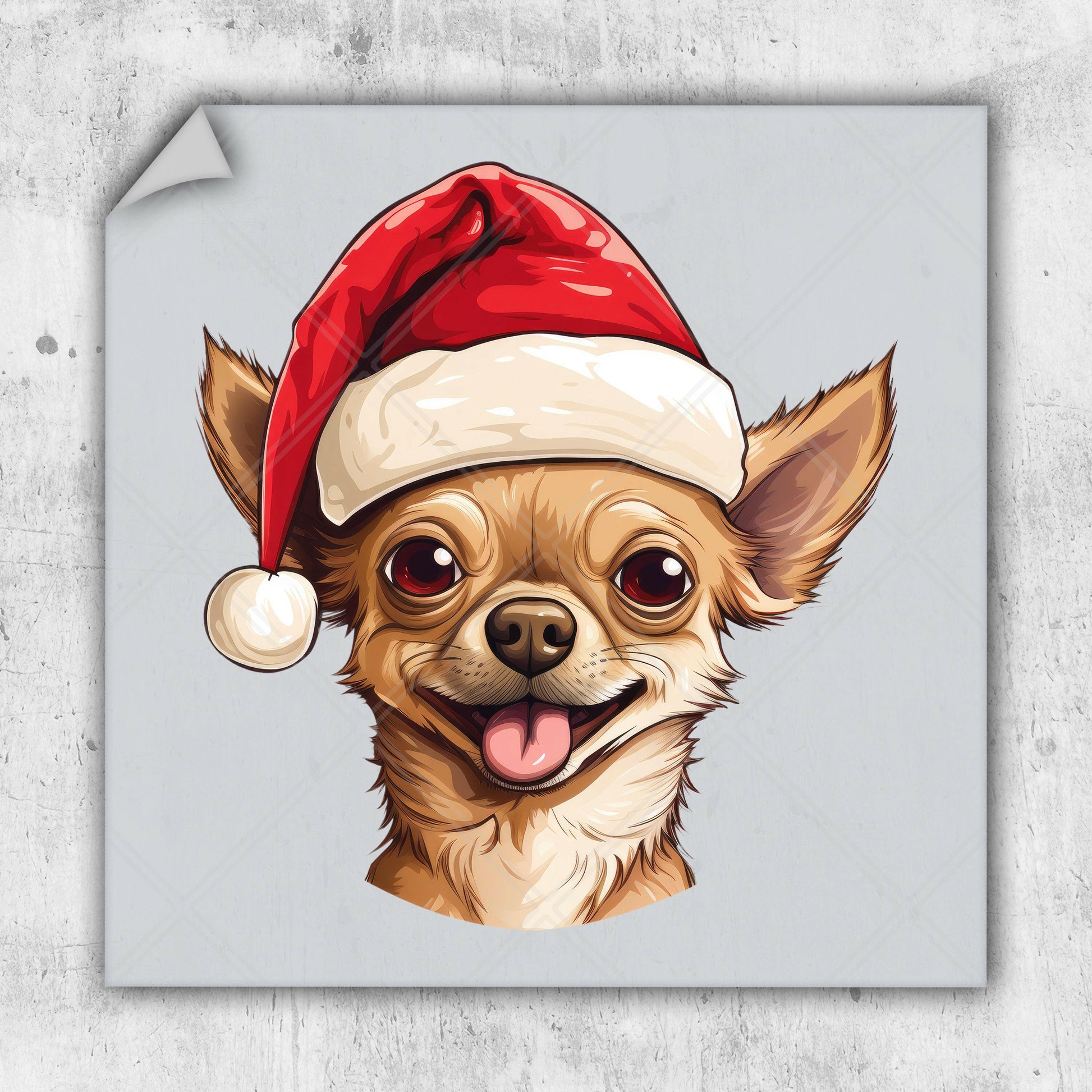 a dog with a santa hat on its head