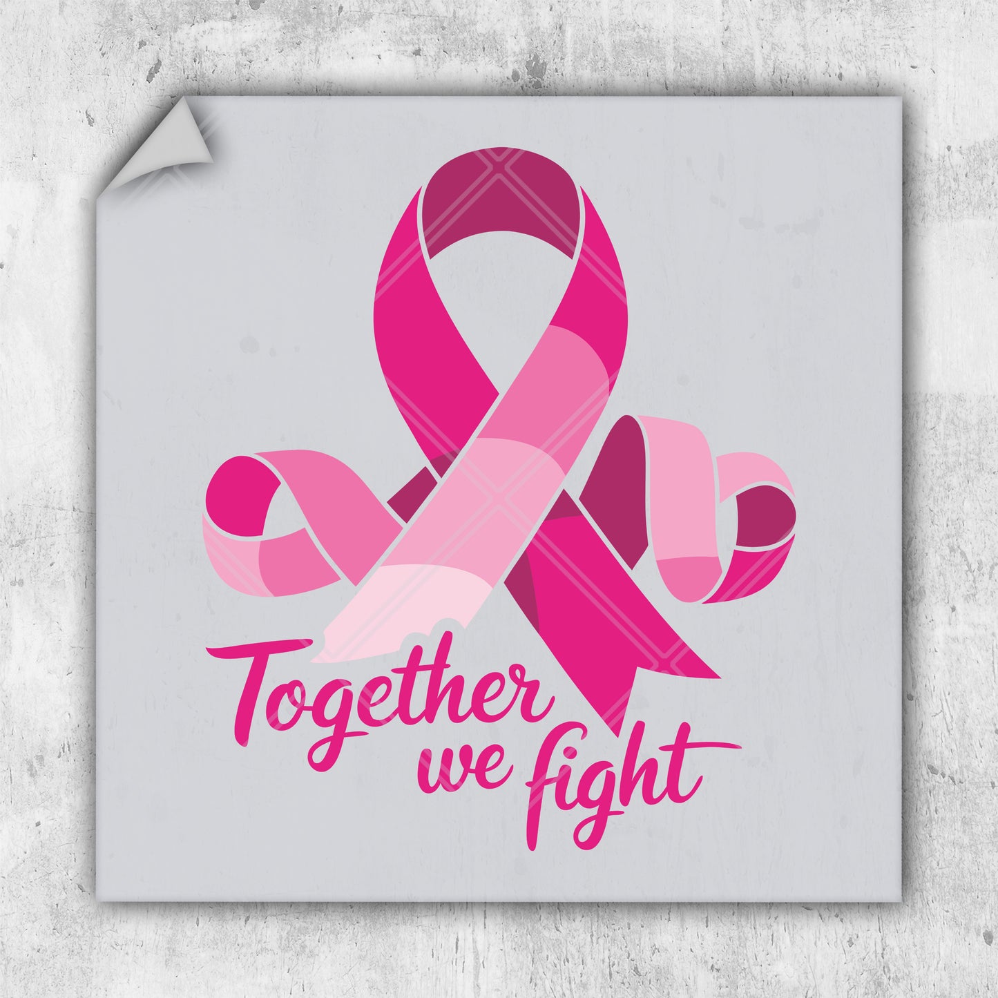 a pink ribbon with the words together we fight