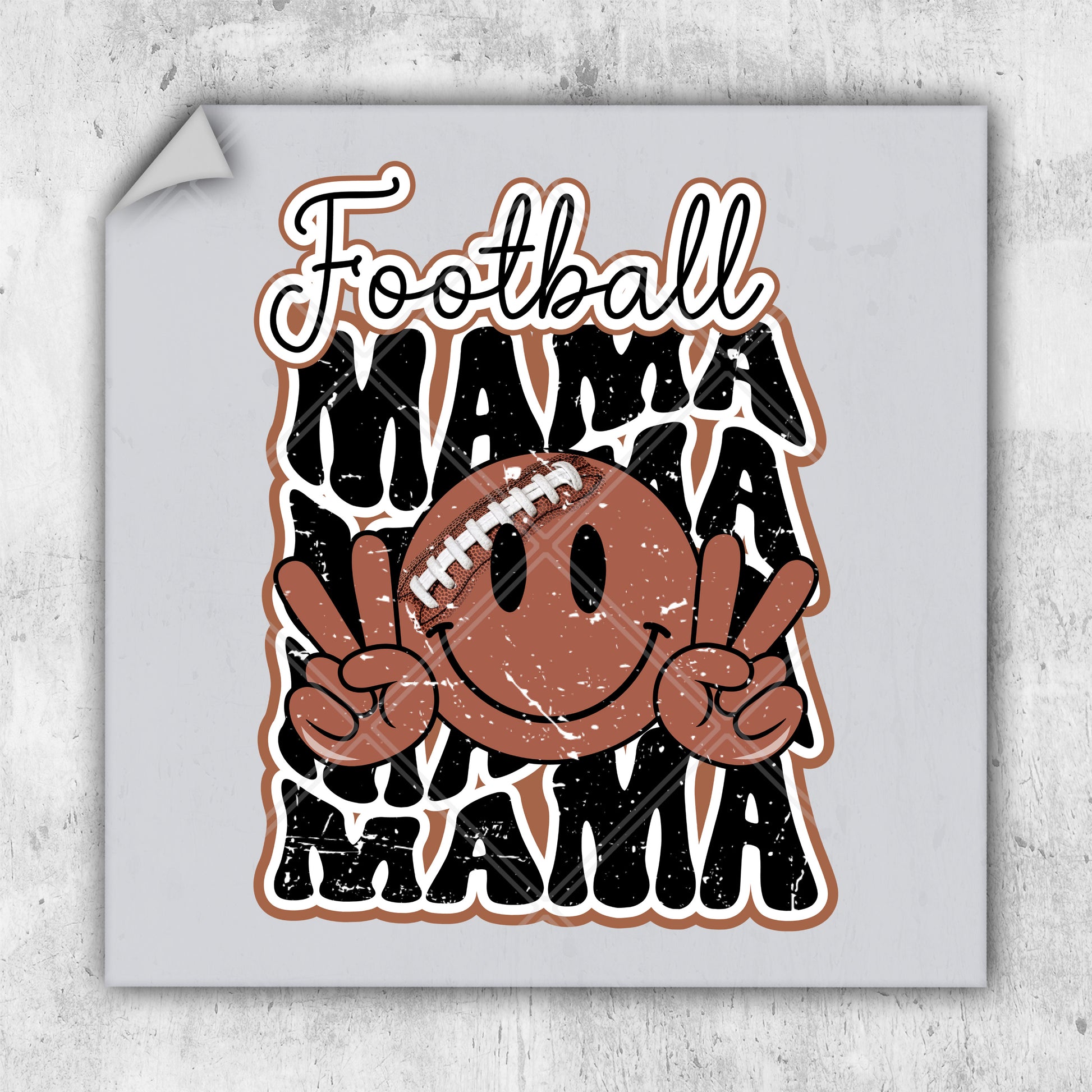 a sticker of a football with the words football mama on it