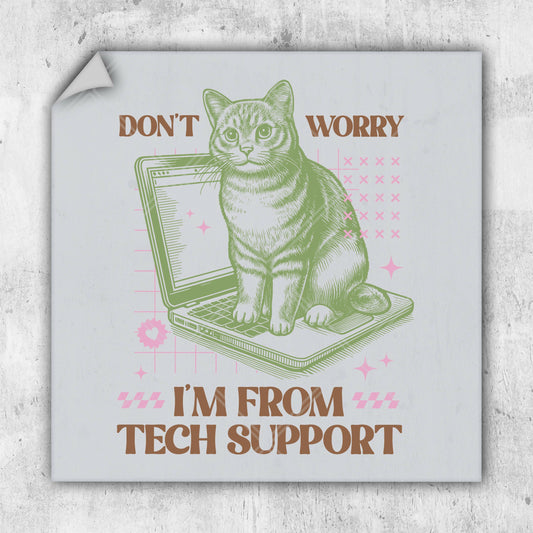 a sticker with a cat sitting on top of a laptop