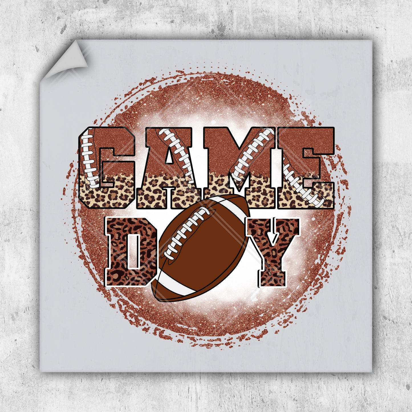 a picture of a football with the words game day on it