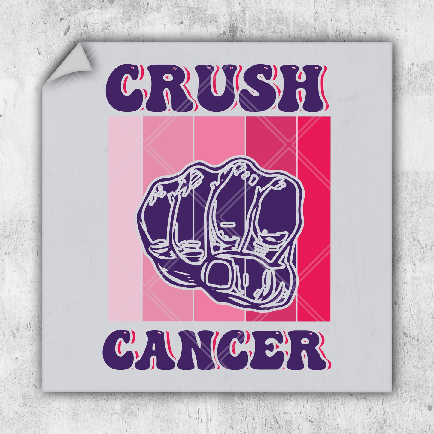 a sticker that says crush cancer on it