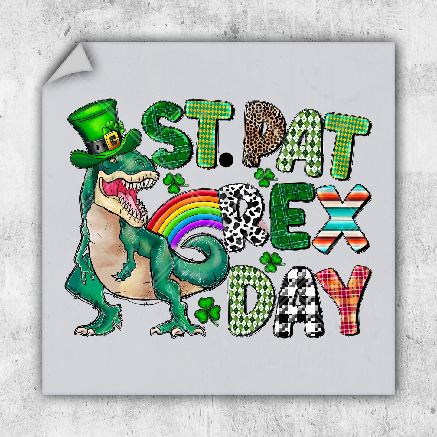 a st patrick's day t - shirt with a dinosaur and a rainbow