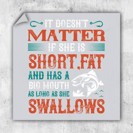 a poster with the words it doesn't matter if she is short, fat