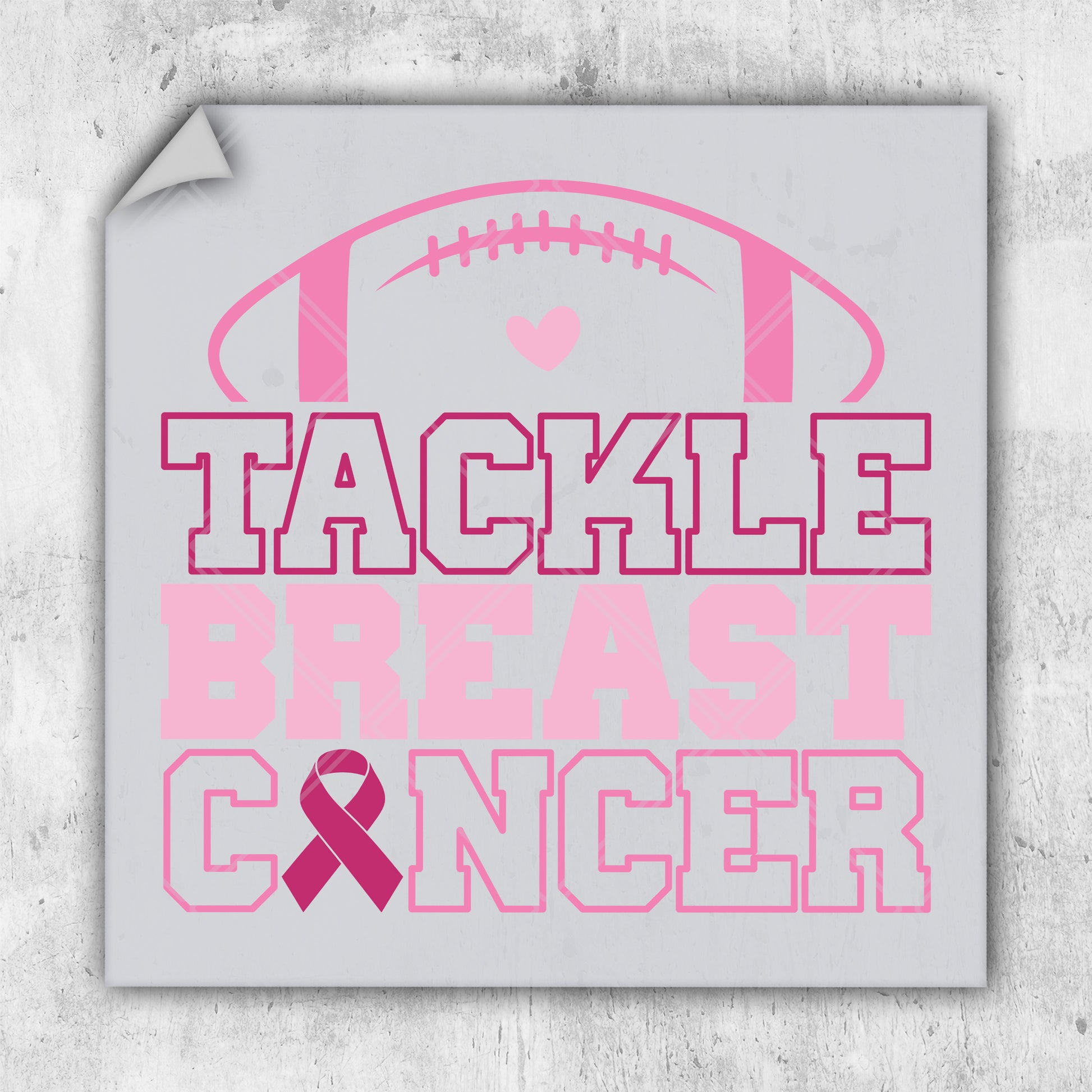 a sticker that says tackle breast cancer