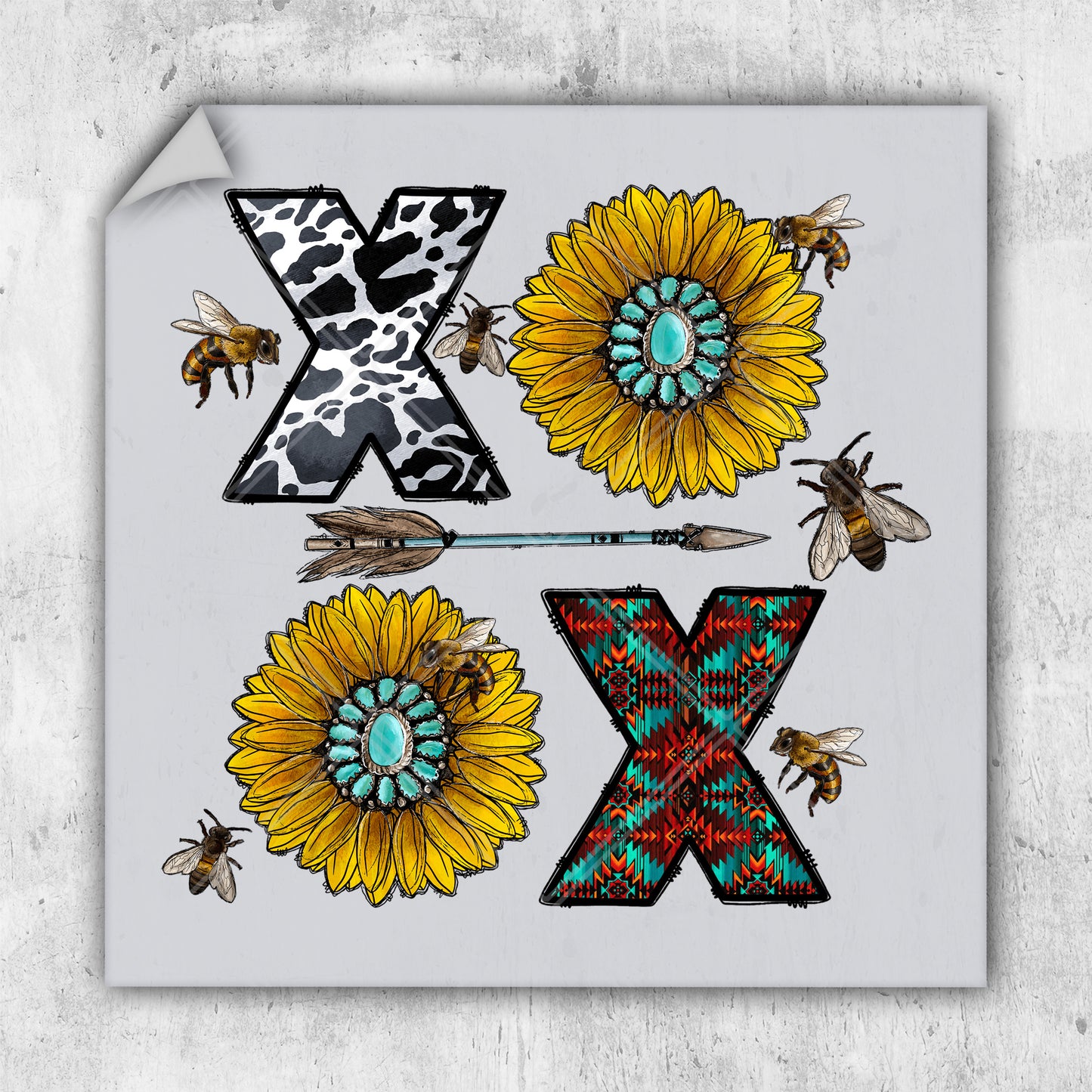 the letter x is surrounded by bees and sunflowers