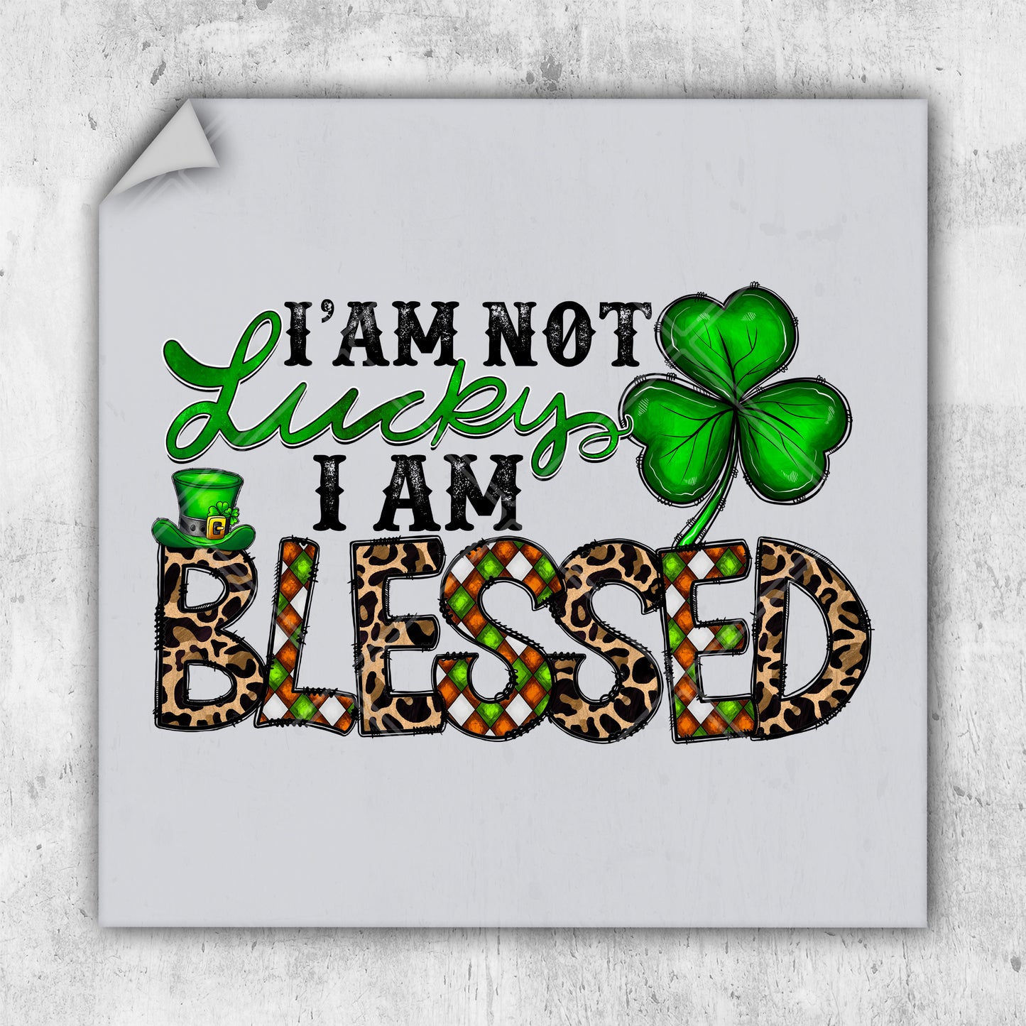 a st patrick's day card with a shamrock and a cheetah
