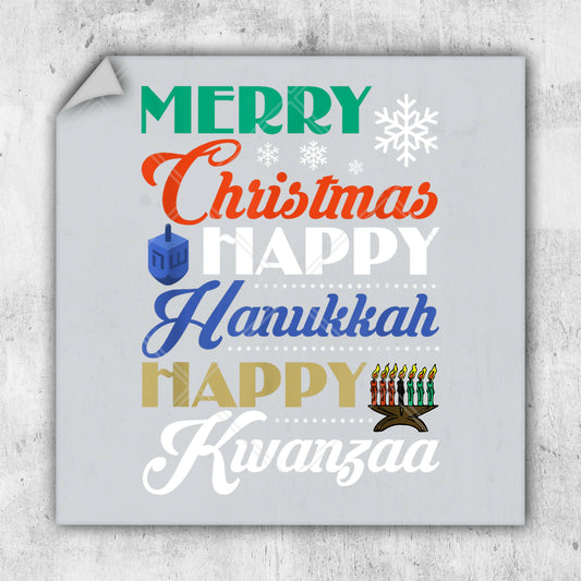 a poster with the words merry christmas and happy hanukkah