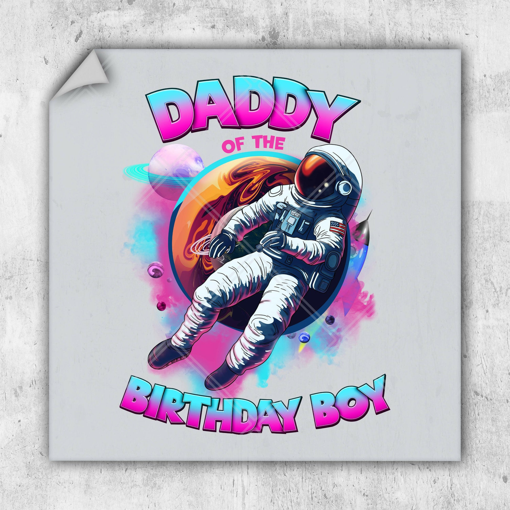 a birthday card with an astronaut floating in space