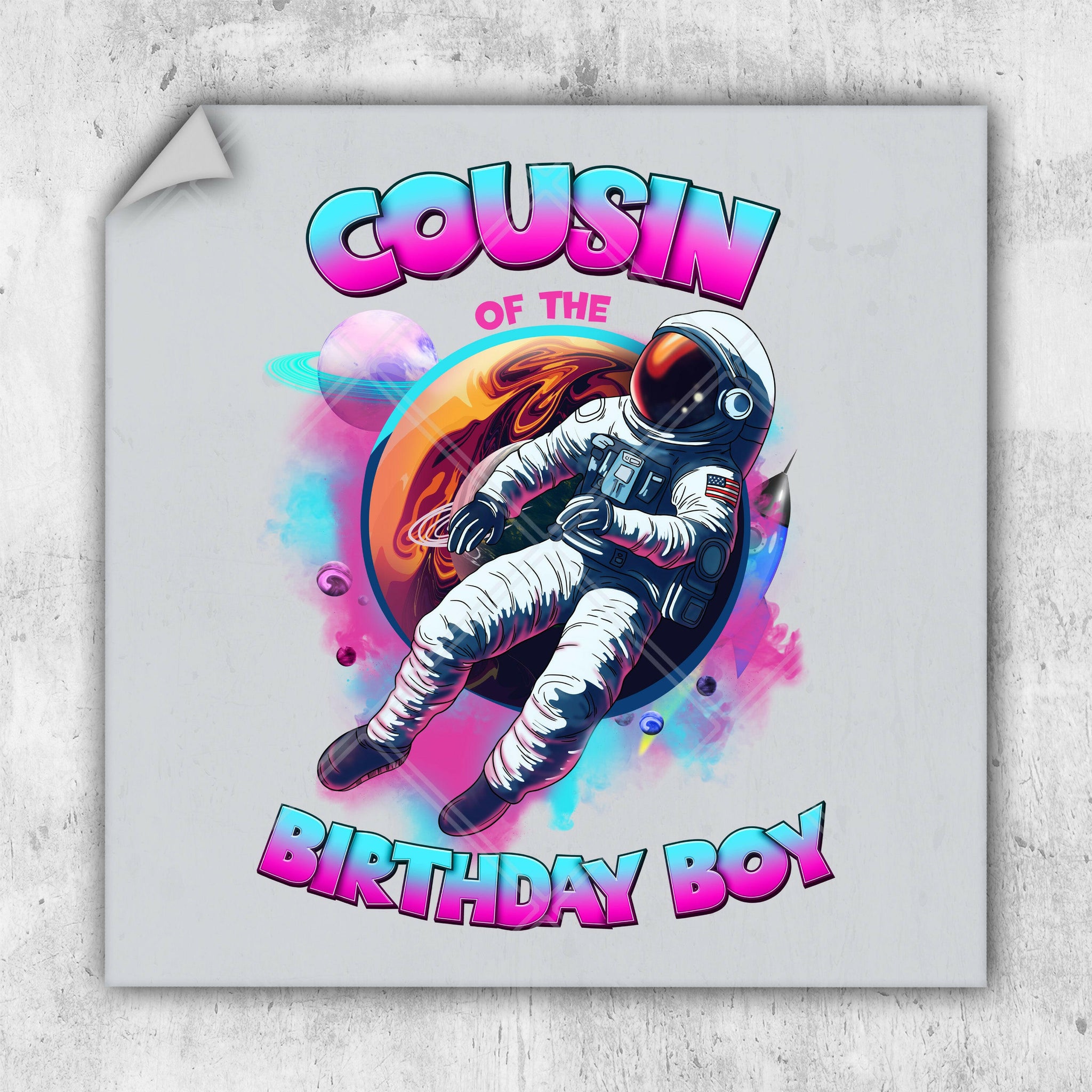 a birthday card with an astronaut floating in space