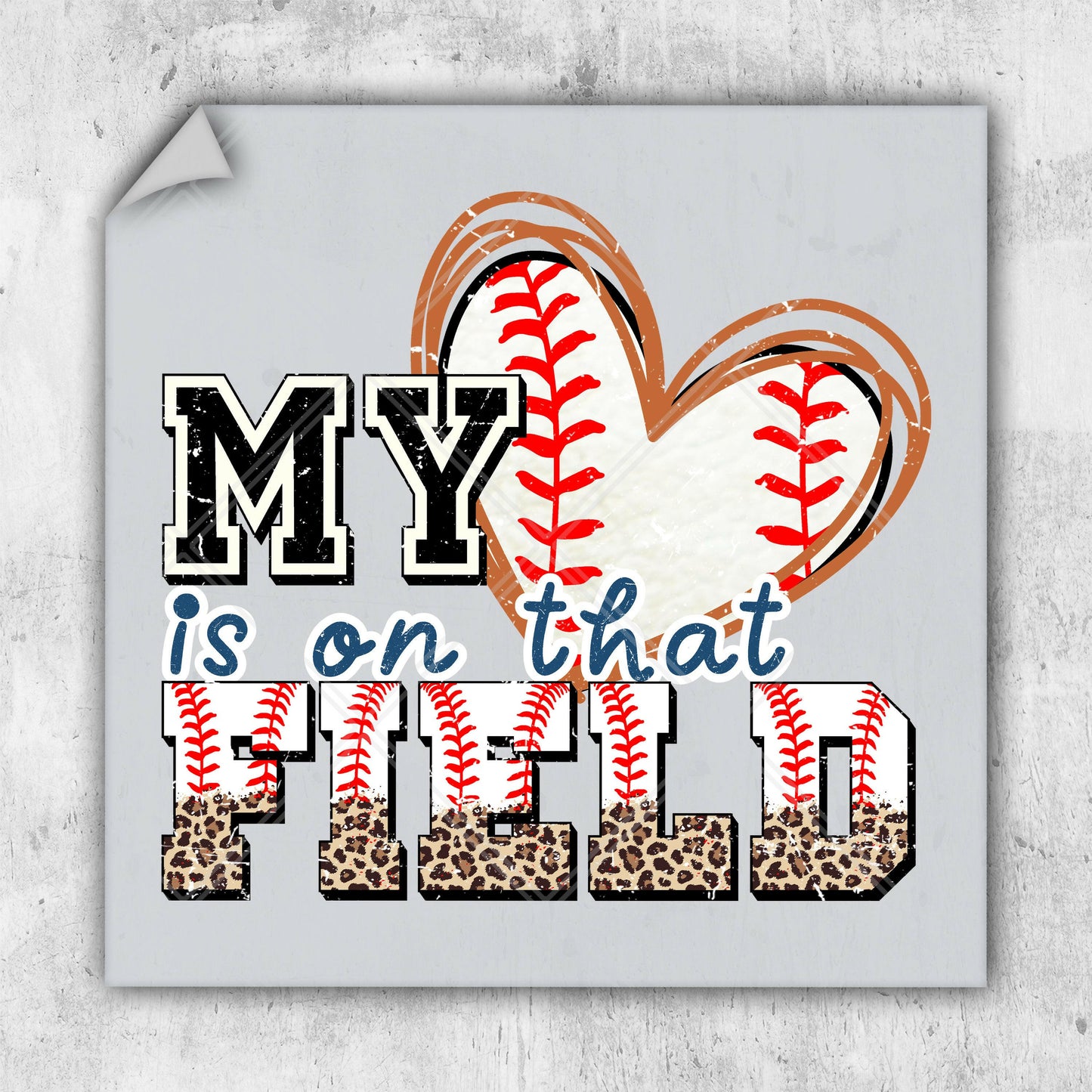 a picture of a heart shaped baseball with the words my heart is on that field