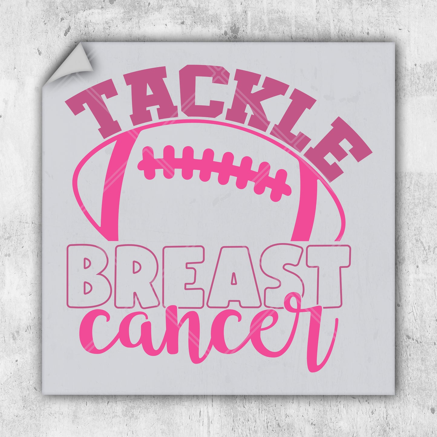 a sticker that says tackle breast cancer