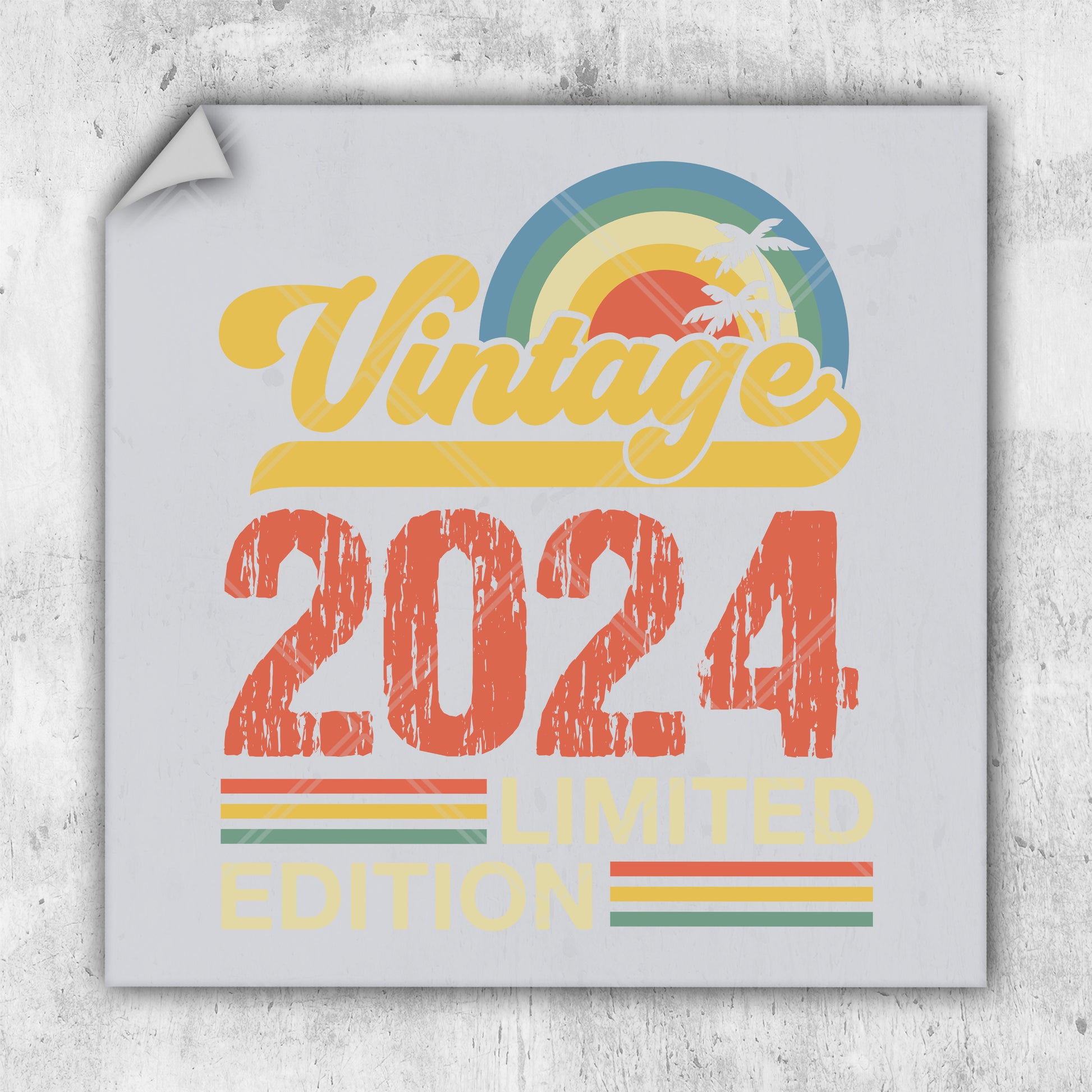 a square sticker with the words vintage 2024 printed on it