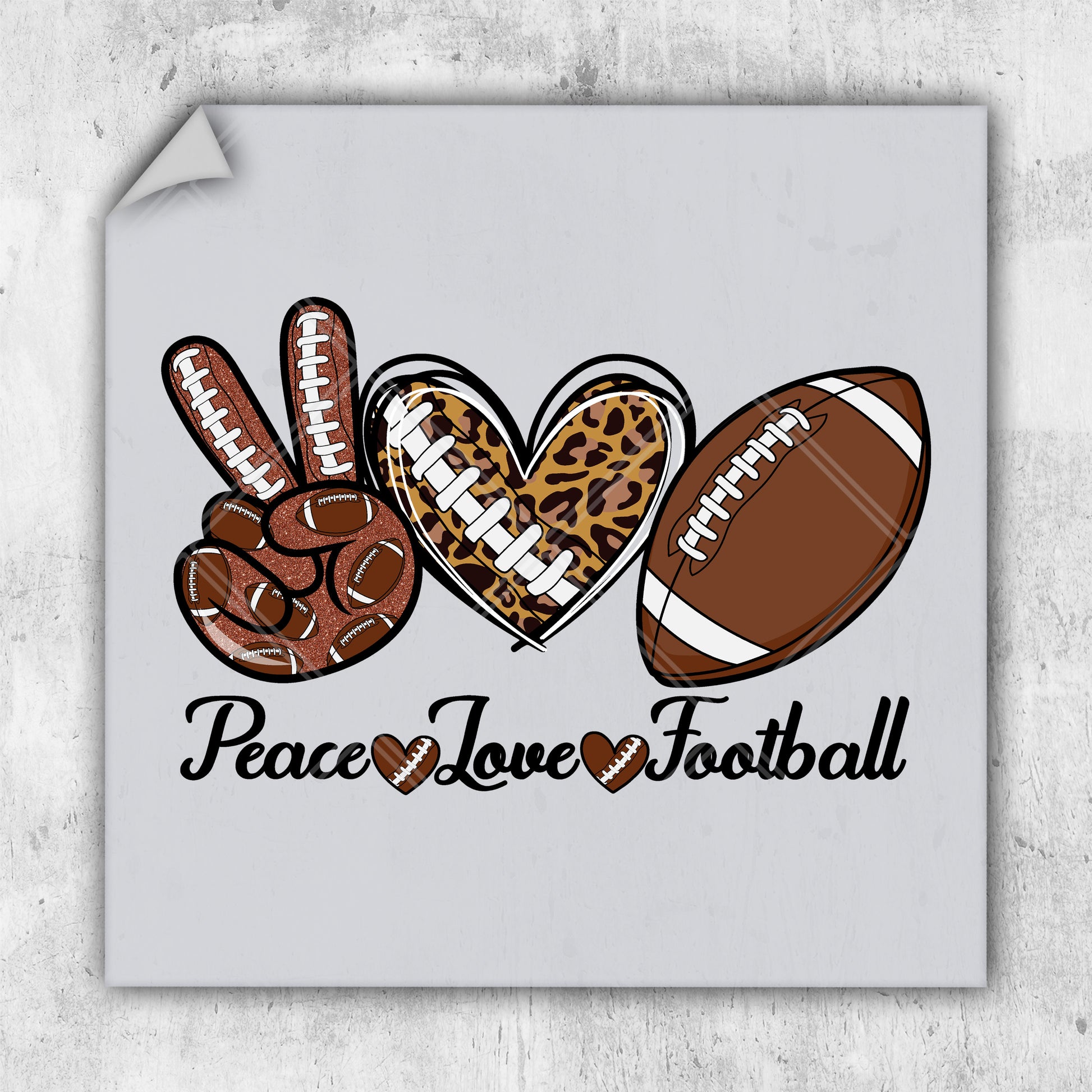 peace love football sticker on a white background