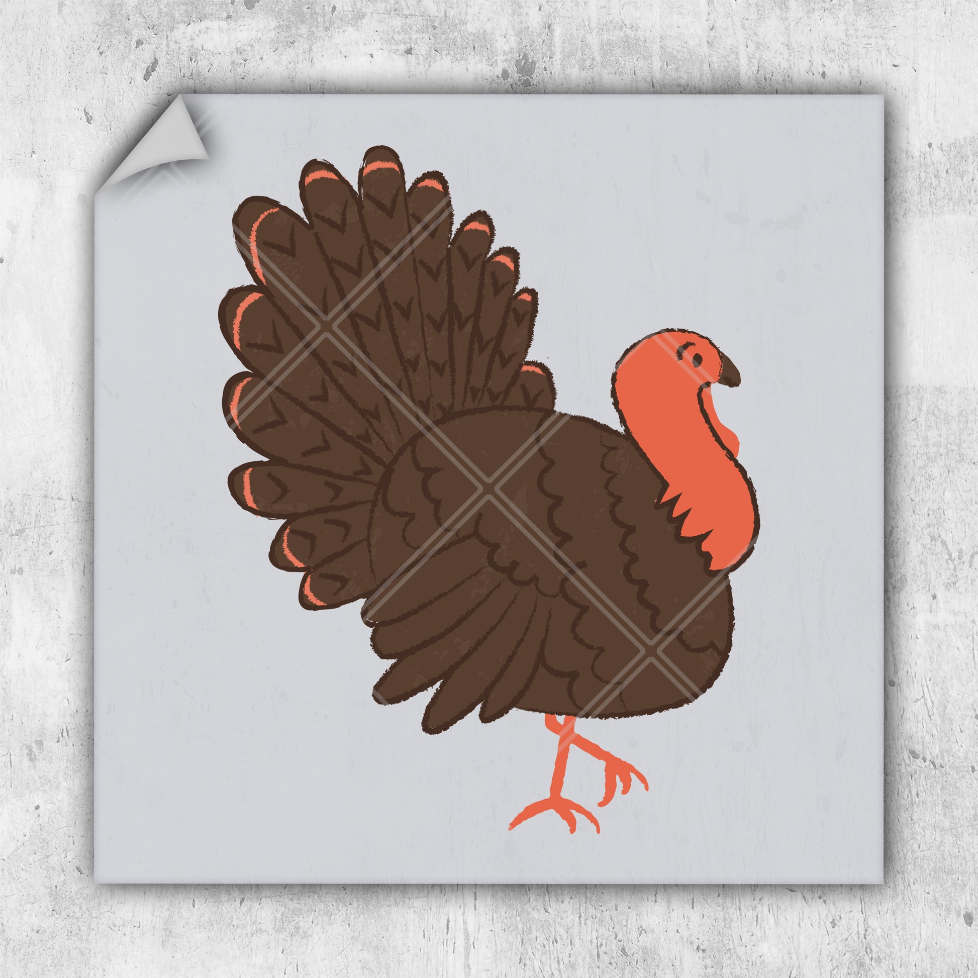 a turkey with a red head on a gray background