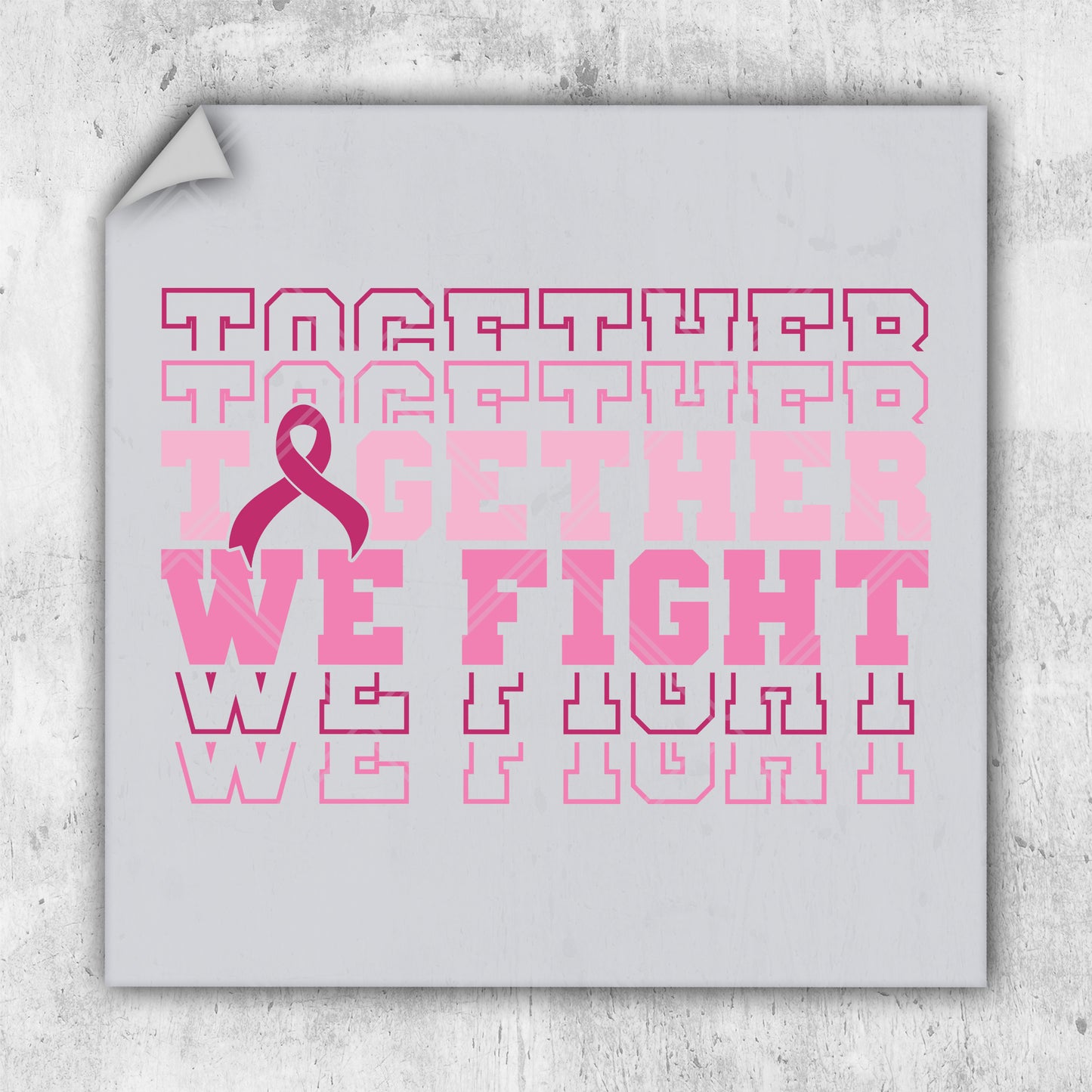 a picture of a pink ribbon with the words together we fight