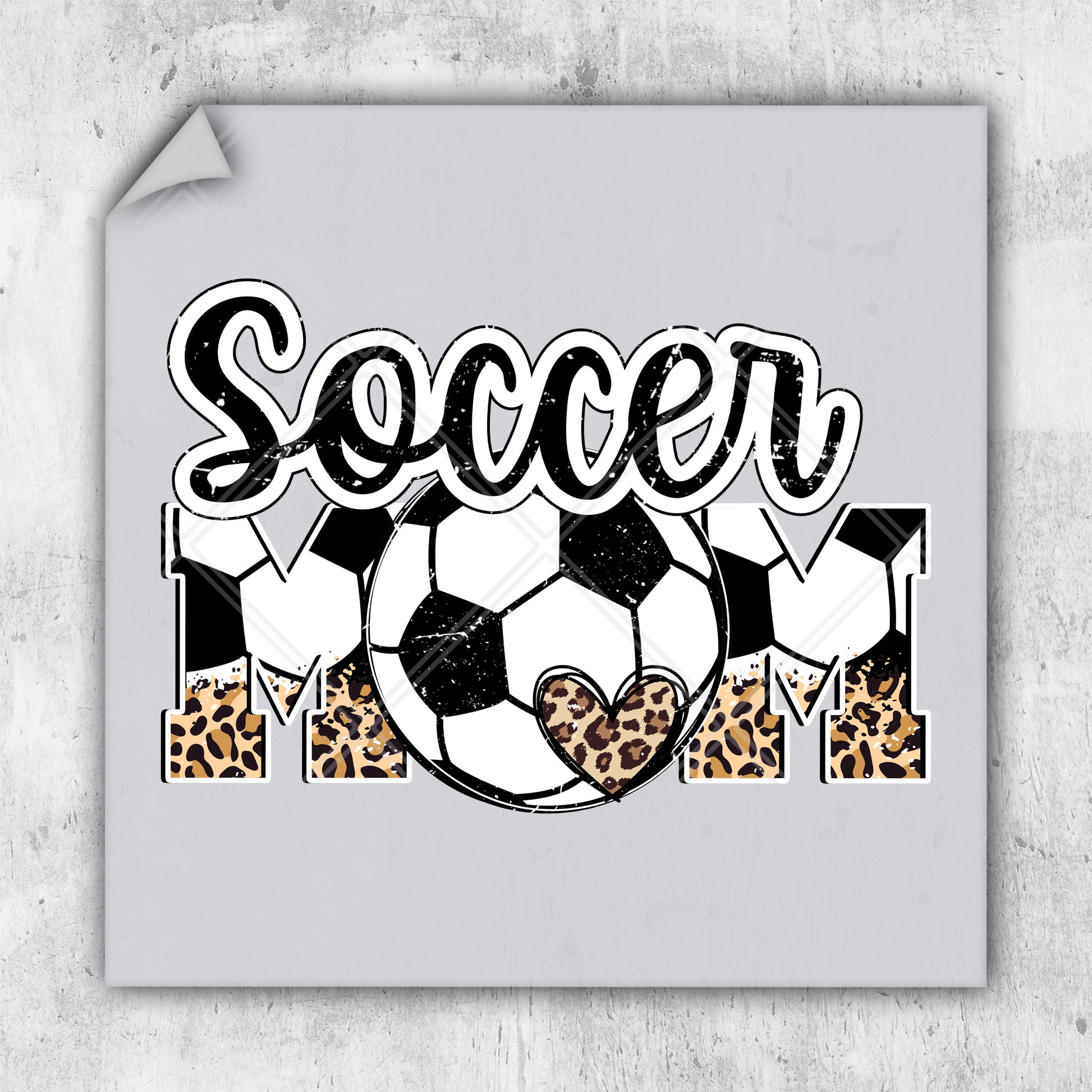 a soccer mom with a ball and leopard print