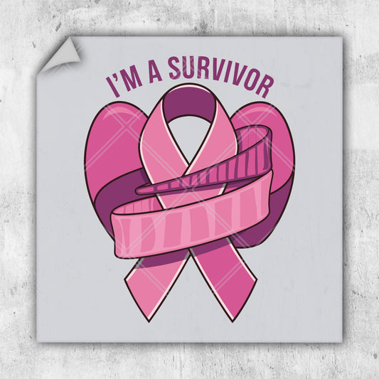 a pink ribbon with the words i'm a survivor on it