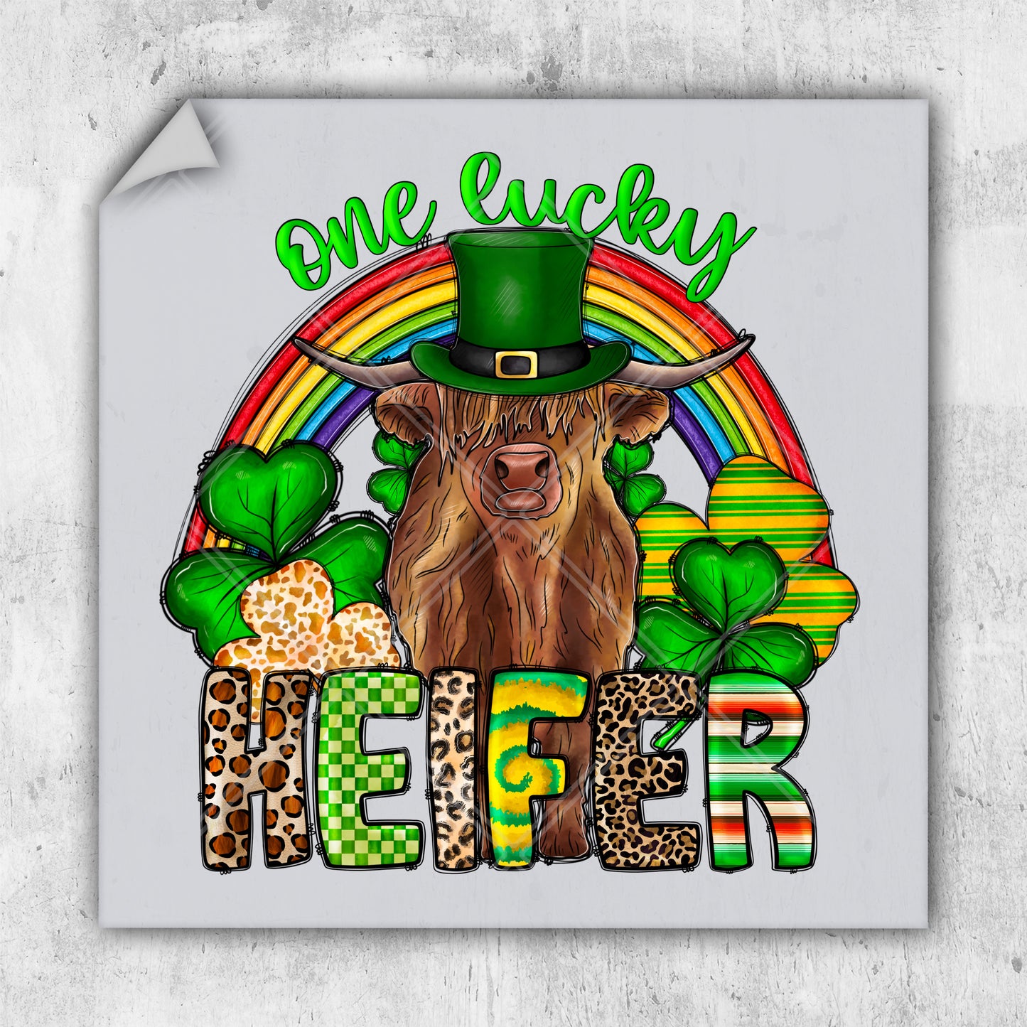 a picture of a cow wearing a green hat