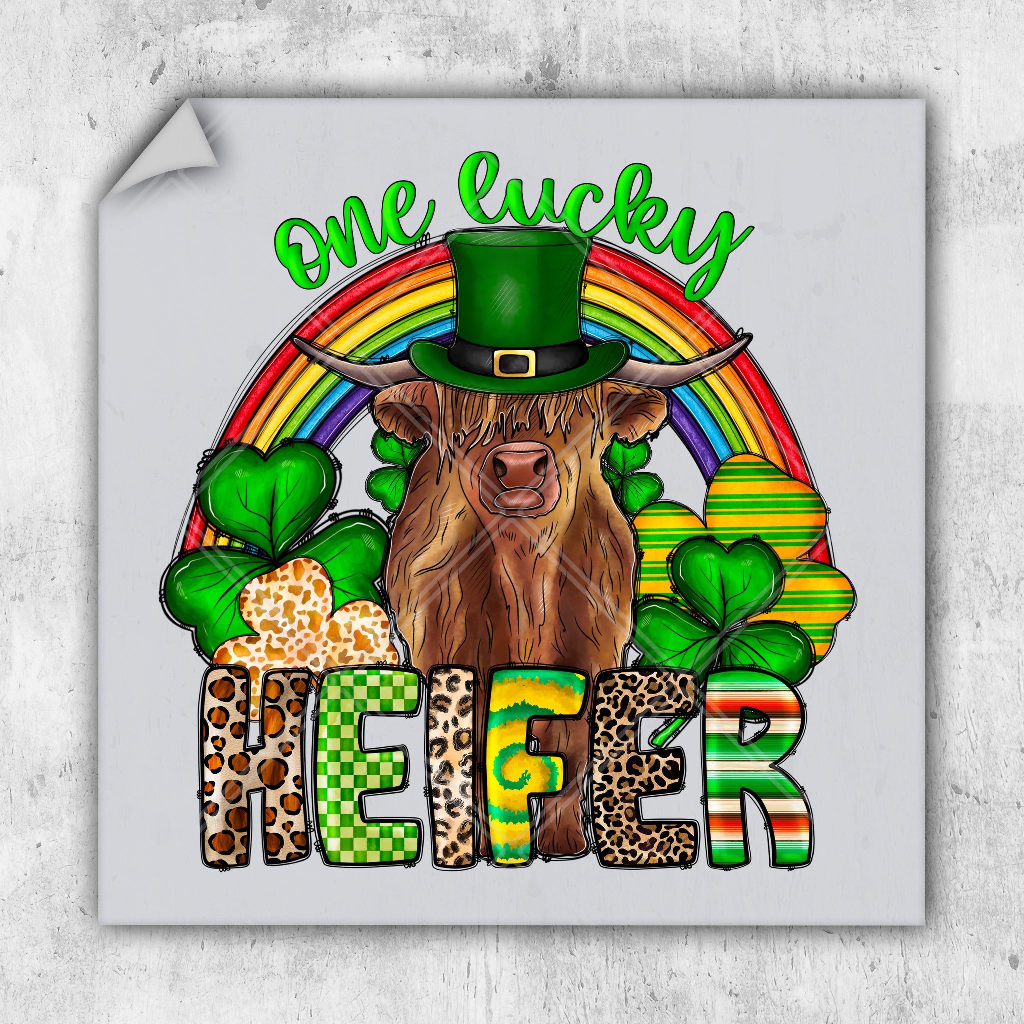 a picture of a cow wearing a green hat