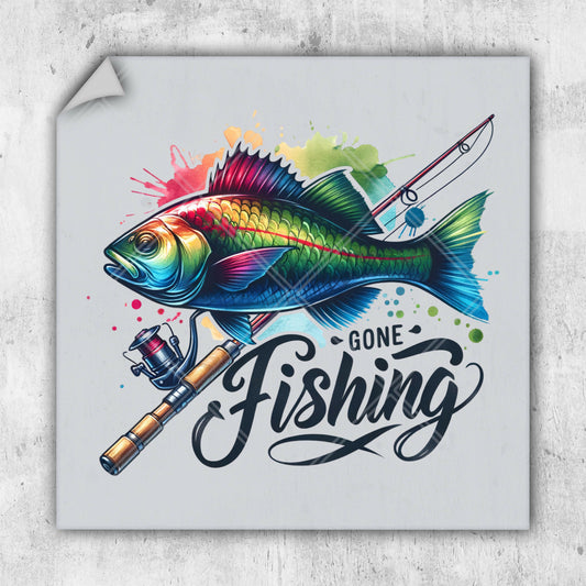 a fish with a fishing rod and a fishing pole