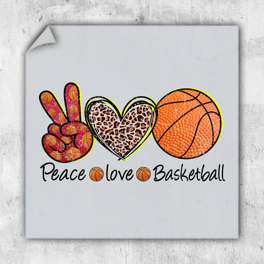 a picture of a peace love basketball sticker