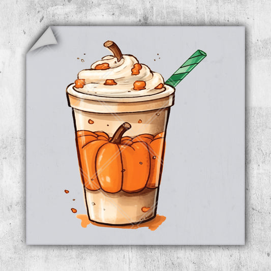 a picture of a drink with whipped cream and pumpkins