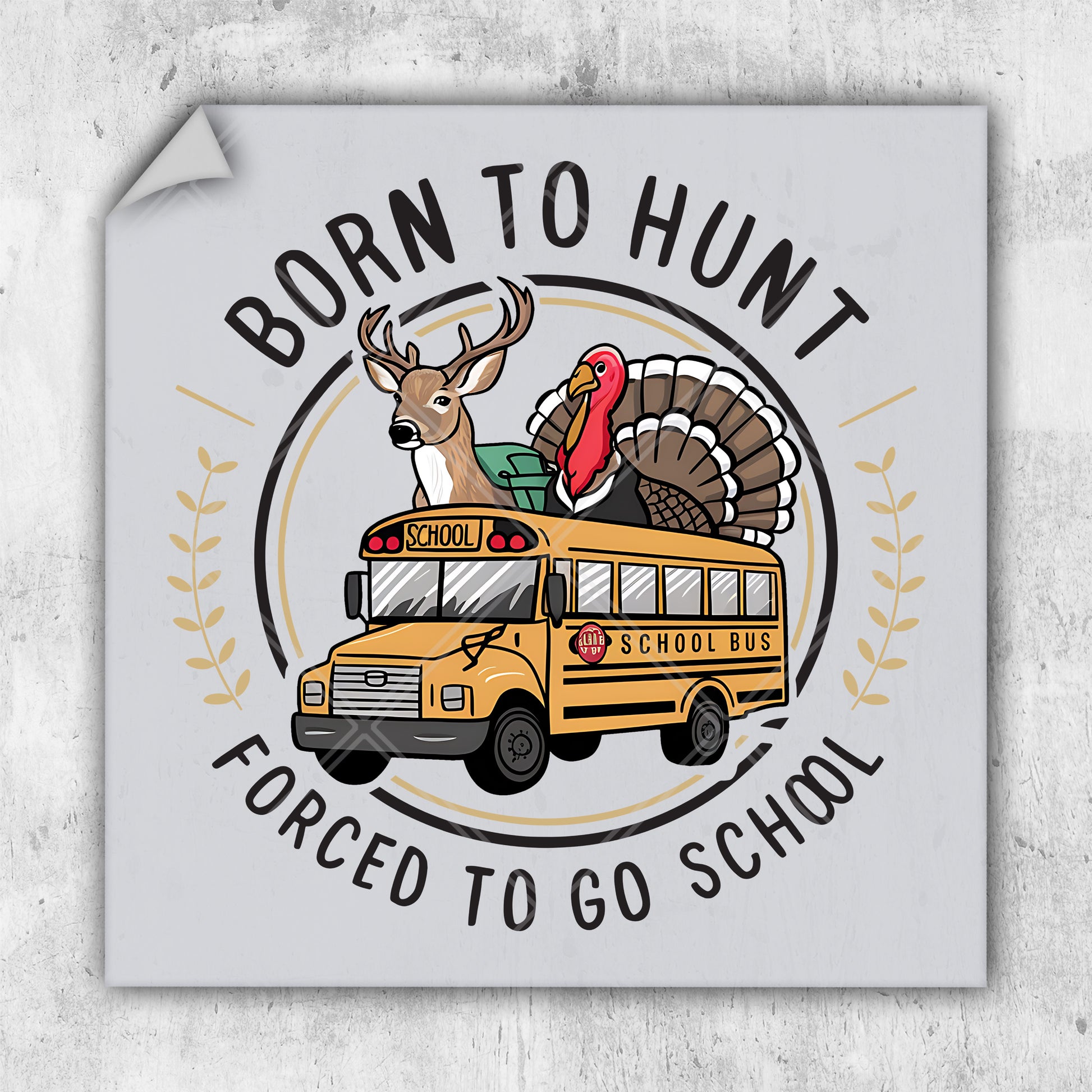 a school bus with a turkey on top of it