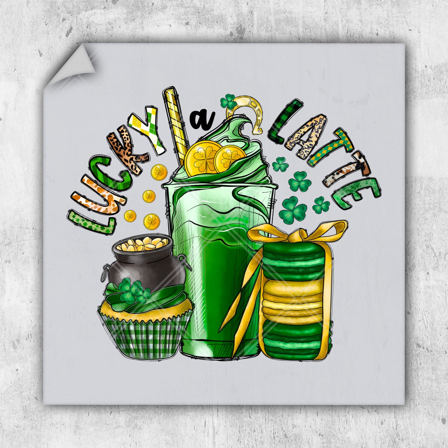 a st patrick's day card with a green drink