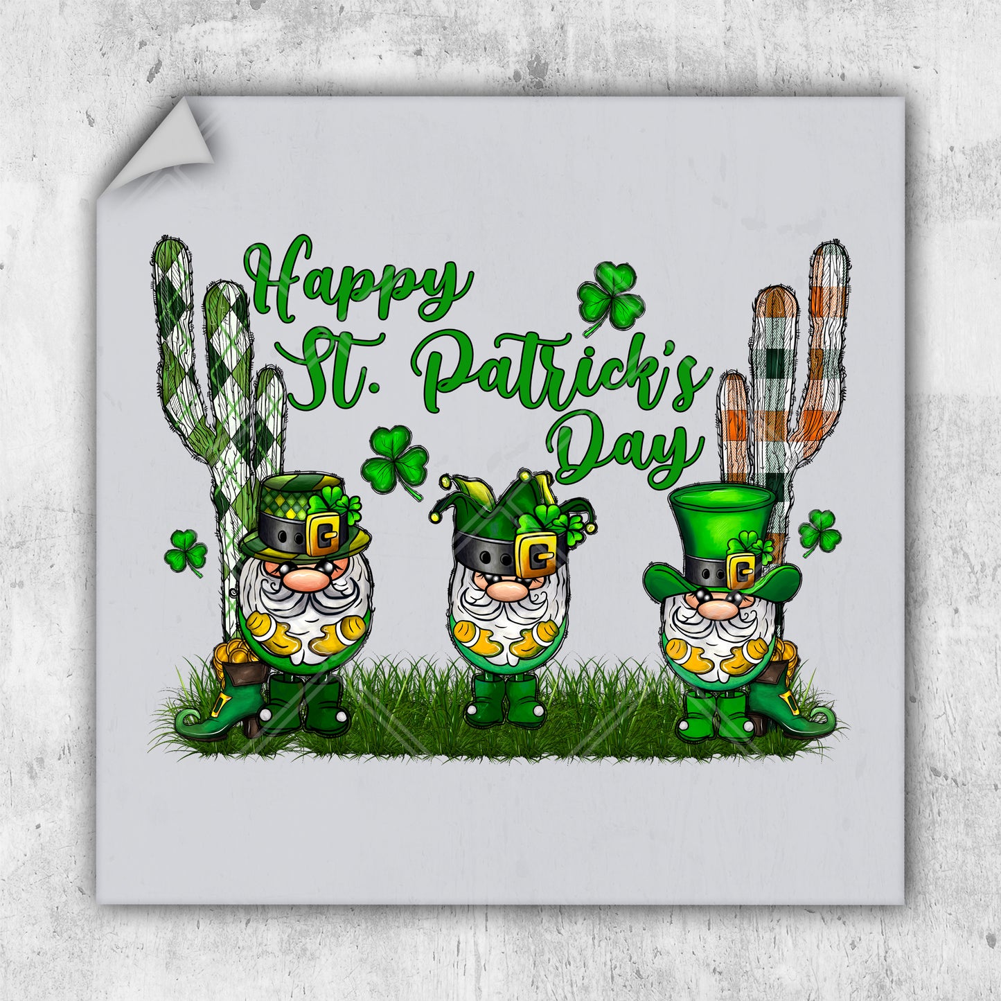 a st patrick's day card with three lepreziuns