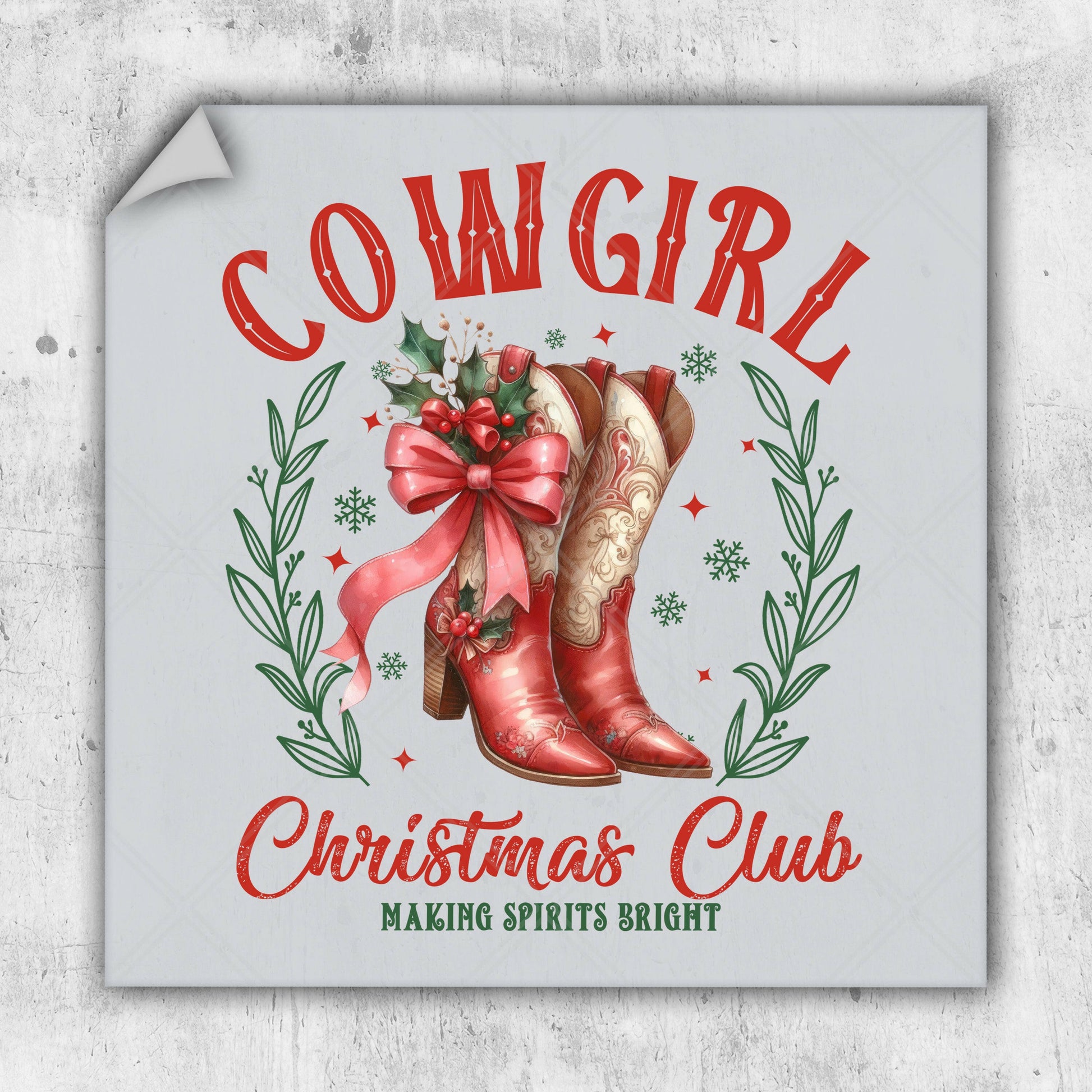 a sign that says cowgirl christmas club making spirits bright