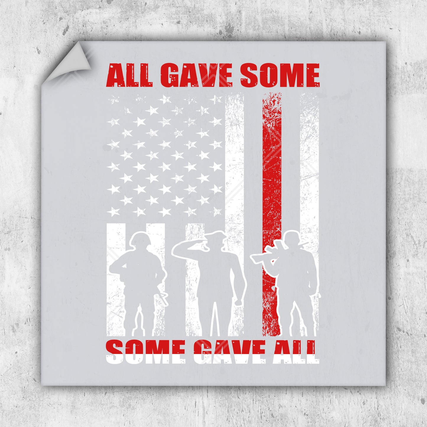 a poster with a picture of a group of people in front of an american flag