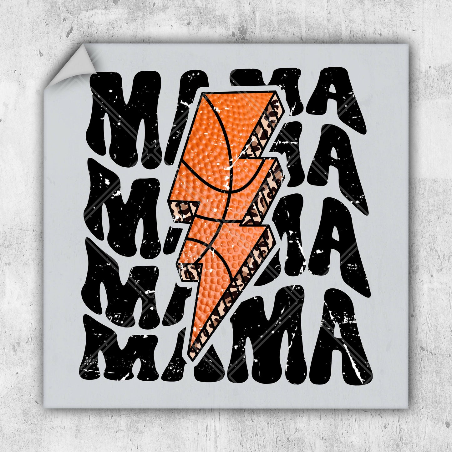 a sticker with a basketball in the shape of a lightning